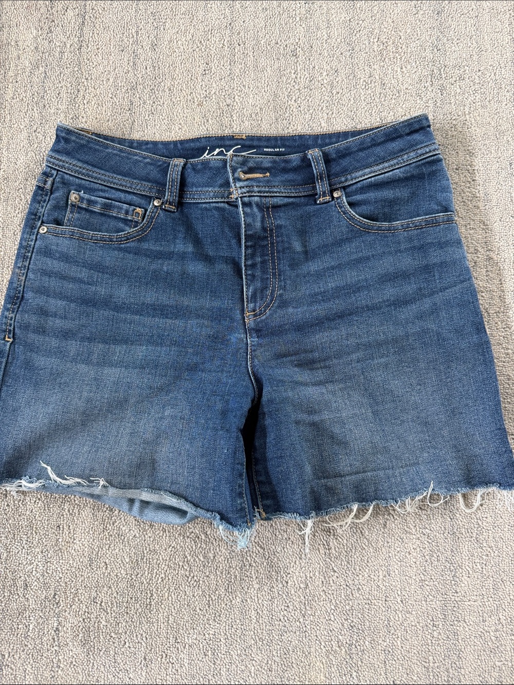 INC International Concepts Medium Blue Raw Hem Denim Shorts as 6